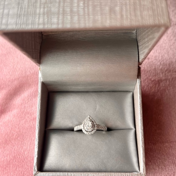 1/2 CT TW Pear-Shaped Diamond Double Frame Engagement Ring in 14K White Gold - Picture 3 of 11